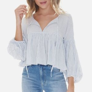 Free People blue white striped top size M